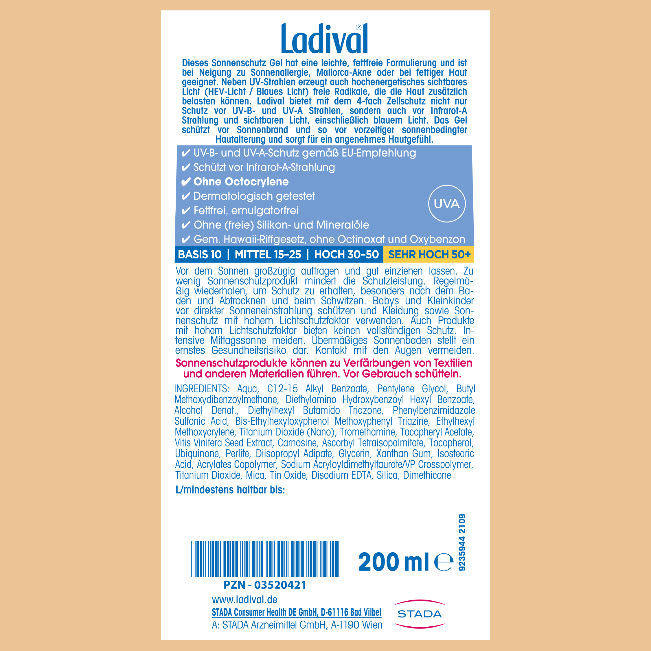 LADIVAL allergische Haut Gel LSF 50+