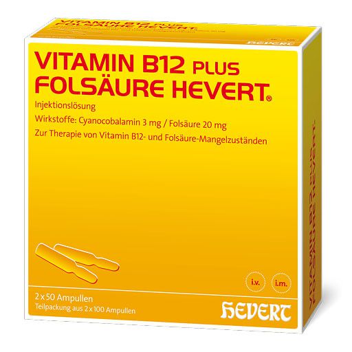 VITAMIN B12 PLUS Folsäure Hevert a 2 ml Ampullen