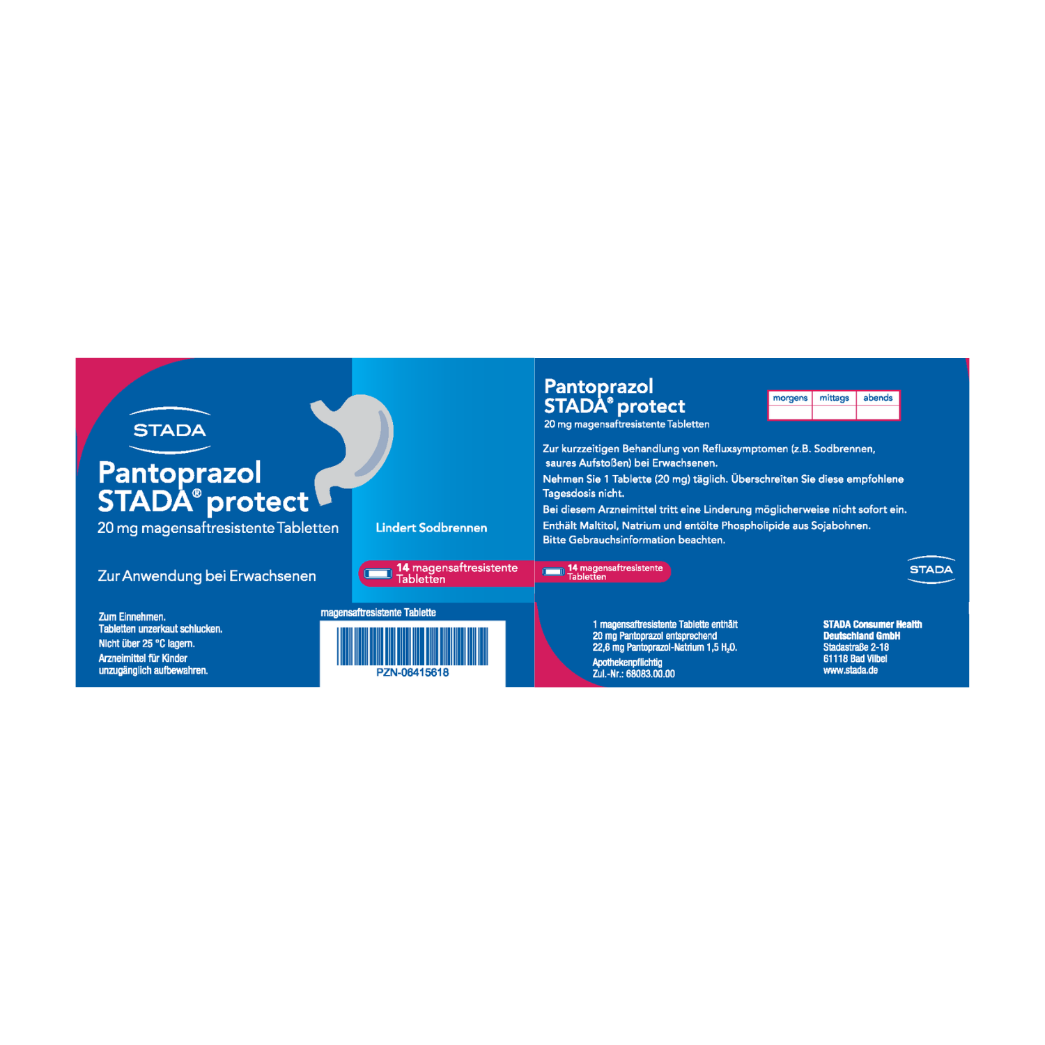 PANTOPRAZOL STADA protect 20 mg magensaftres.Tabl.