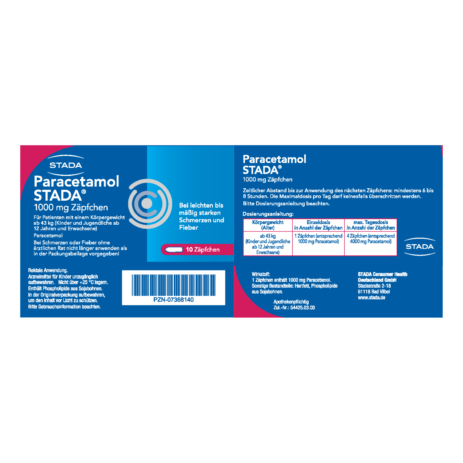 PARACETAMOL STADA 1000 mg Zäpfchen