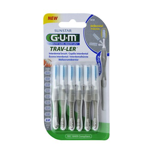 GUM TRAV-LER 2,0mm Kerze grau Interdental+6Kappen