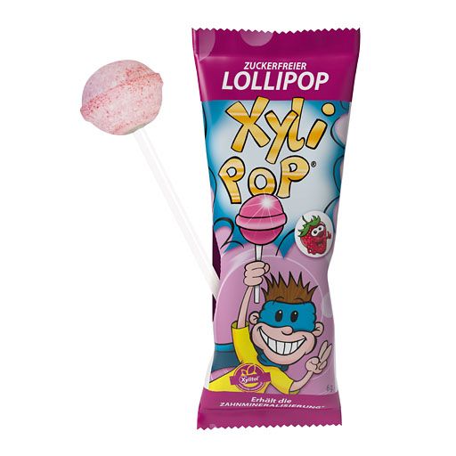 MIRADENT XyliPOP Lolli Zahnpflegelolli Erdbeere