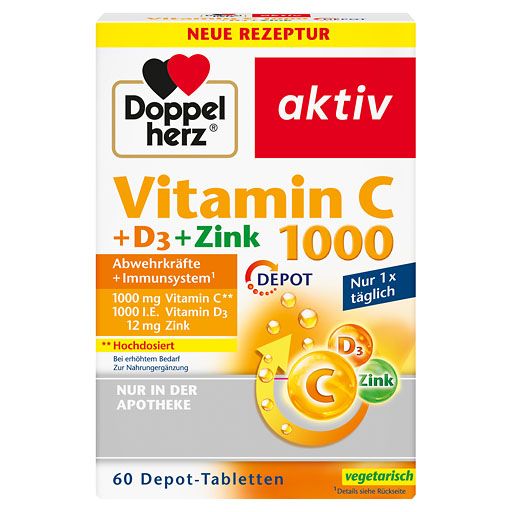 DOPPELHERZ Vitamin C 1000+D3+Zink Depot Tabletten