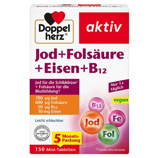 DOPPELHERZ Jod+Folsäure+Eisen+B12 Tabletten