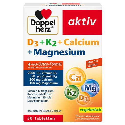 DOPPELHERZ D3+K2+Calcium+Magnesium Tabletten