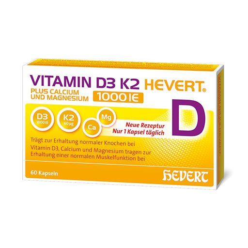 VITAMIN D3 K2 Hevert+Calcium u.Magnes.1000 IE Kps.